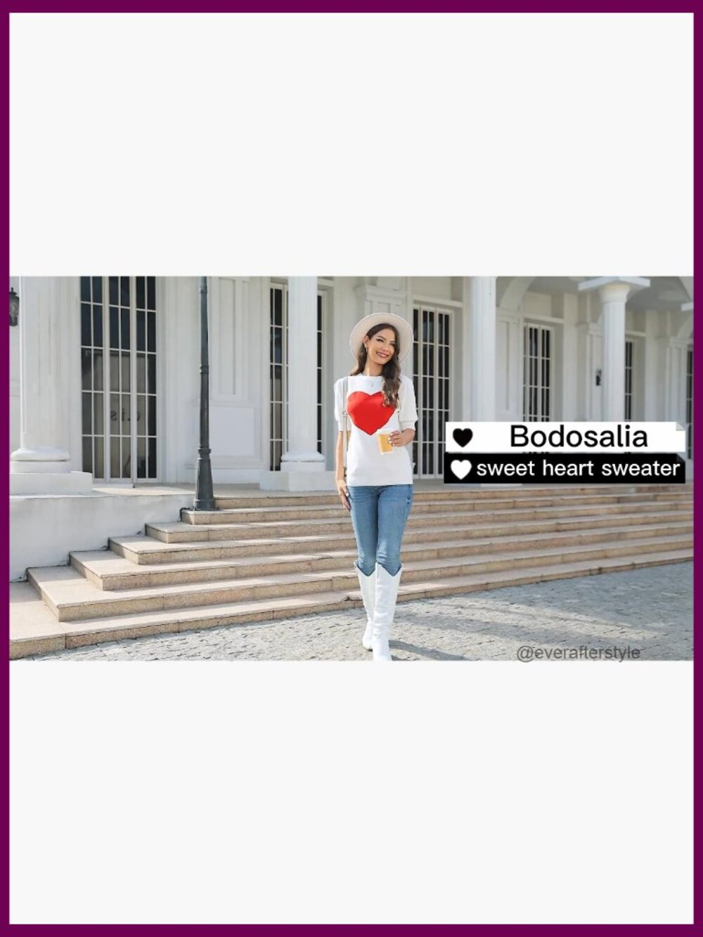 Puff Short Sleeve Crew Neck Pullover Ribbed Knit Sweater Blouse - Picture 6 of 7